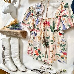 Exaggerated sleeves lemon orange Mediterranean vibe boho shirt w vacay vibe